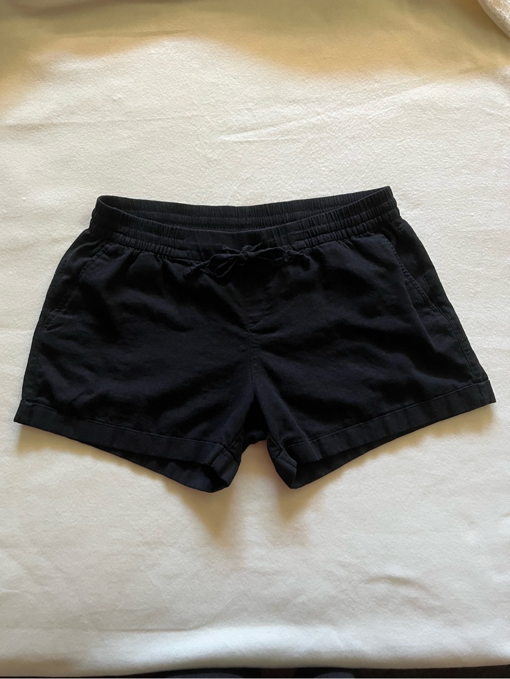 Old Navy Black Linen Blend Pull-On Shorts Large